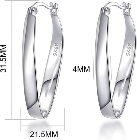 Sterling Silver 30Mm Oval Hoop Earrings