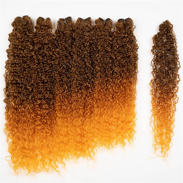 Synthetic Hair Bundles Weave Bundles 7Pcs Afro Kinky Curly 22 24 26 Inch 220G High Temperature Fiber (22 24 26, 1B)