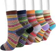 Women Winter Socks, 5 Pairs Thermal Wool Warm Knitting Ladies Socks Vintage Style Cotton Thick Bed Sock Multicoloured for Home Office School Hiking, Ideal Christmas Gifts 4/8 UK