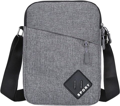 Mens Shoulder Bag Nylon and Oxford Crossbody Bag, Messenger Bag with Zipper and Adjustable Strap