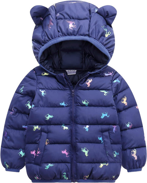 Kids Puffer Jacket Winter Hooded Coat Padded Jacket Lightweight Outerwear Boys Girls Outfits Black 3-4 Years