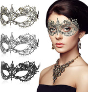 3 Pieces Mascarade Masks for Women Sexy Lace Venetian Face Mask Halloween Eye Masked for Lady Girl Maskerade Prom Carnival Mask Ball Fancy Dress Costume Accessories Masquerade Party