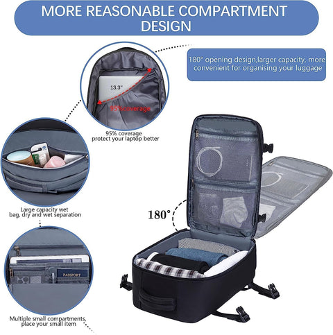 Cabin Bags 40X20X25 for Ryanair Underseat Carry-Ons Bag Hand Luggage Bag Travel Backpack Cabin Size 20L