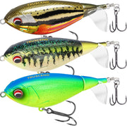 Topwater Fishing Lures with BKK Hooks, Plopper Floating Fishing Lures for Bass Catfish Pike Perch Swimbaits with Swivel Tail, Surface Bass Pike Pencil Fishing Lure for Freshwater or Saltwater