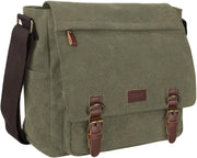 Men'S Messenger Bag Crossbody Shoulder 15.6 Inch Laptop Vintage Canvas Briefcase Satchel for Work School Traveling Daily Use Multiple Pocket