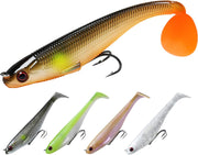 Soft Fishing Lures for Bass Pike Trout Perch, Pre-Rigged Jigs Head Sea Fishing Lures with Ultra-Sharp BKK/VMC Hooks, Plastic Artificial Swimbaits, Fishing Tackle for Saltwater & Freshwater