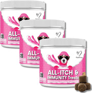 All-Itch Immunity Treats for Dogs - Soothe Itchy Paws, Eyes, Ears, Skin - Stop Itching, Licking, Scratching - Good for Small, Medium & Large Dogs - Supports Seasonal Itching - Twin Value Pack