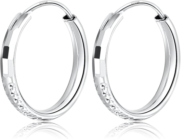 925 Sterling Silver Hoop Earrings 3 Mm Thick Large Fine Hoops for Women Girls,Diameter 25 35 45 55 65 Mm