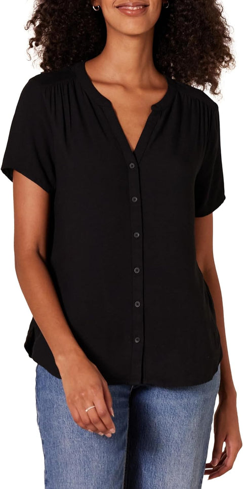 Women'S Short-Sleeve Woven Blouse