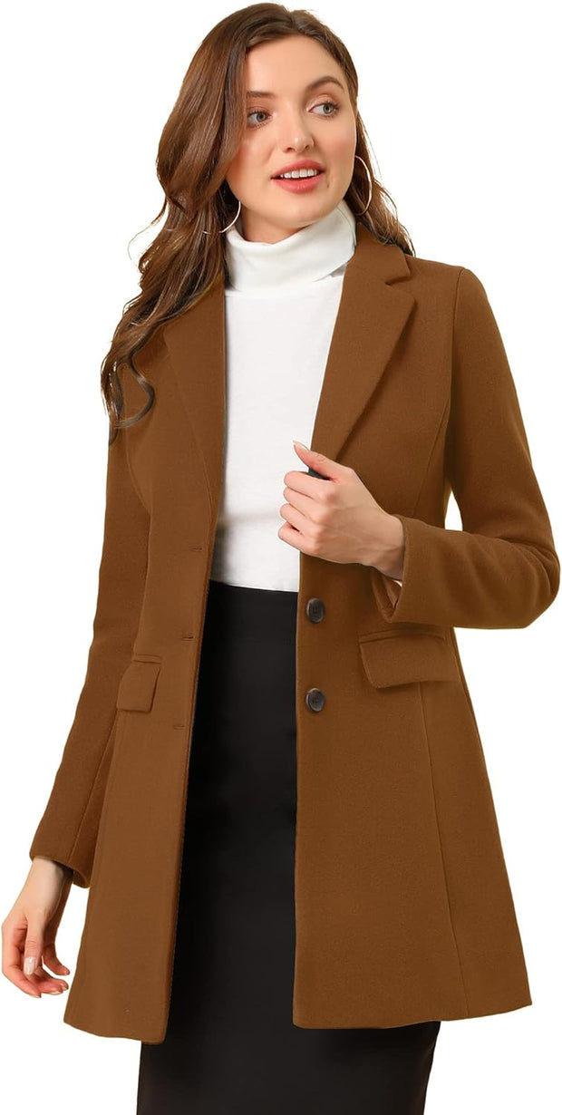 Winter Coats for Women, Single Breasted Notched Lapel, Winter Outwear