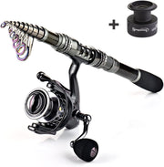 Fishing Rod Reel Combos, Collapsible Telescopic Fishing Pole with Spinning Reel Kit for Adults Kids Outdoor Sport Travel Freshwater Saltwater Fishing