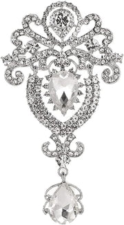 Exquisite Crown Inlaid with Diamond Corsage Silver Ladies Diamond Palace Vintage Brooch