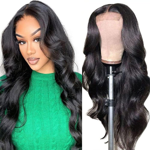 Body Wave Lace Front Wigs Human Hair Pre Plucked with Baby Hair 150% Density Glueless Brazilian Virgin 4X4 Lace Closure Human Hair Wigs for Black Women Natural Color 10 Inch