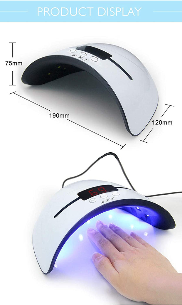 LED UV Nail Lamps for Gel Nail Polish Nail Dryer Curing Lamp with 3 Timers Auto Sensor LED Digital Display USB Plug Carry Convenient