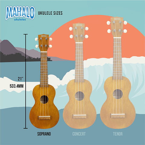 Kahiko Soprano Ukulele for Beginners, Quality Musical String Instrument with Geared Machine Head & Ukulele Case, Small Guitar Ukulele for Kids & Adults, E-Book Guide, Transparent Brown