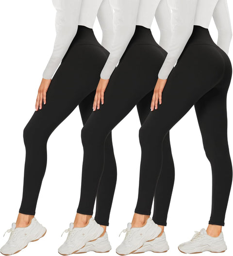 3 Pack Leggings for Women High Waisted Black Leggings Tummy Control Stretchy Pants Trousers for Gym Fitness Yoga Running Regular&Plus Size