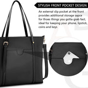 Women Handbag Laptop Tote Bag 15.6 Inch Leather Large Tote Bag Lightweight Shoulder Office Bag Lady for Work Shopping