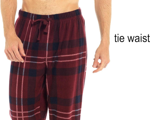 2 Pack Mens Fleece Check Pyjamas Lounge Pants Bottoms