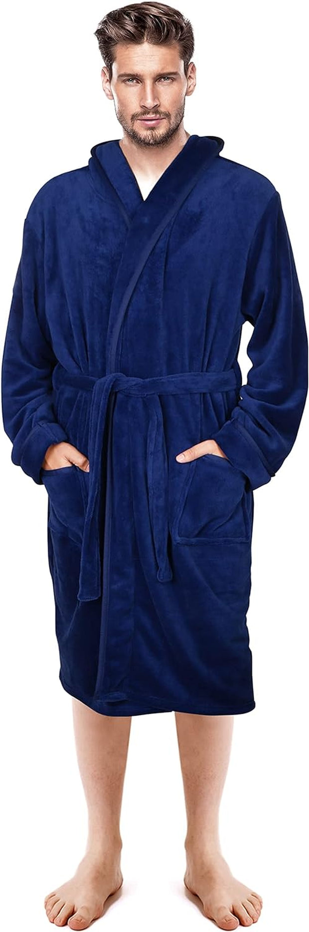 Luxury Men’S Hooded Dressing Gown | Super Soft Men’S Fleece Robe | Cozy Hooded Plush Loungewear