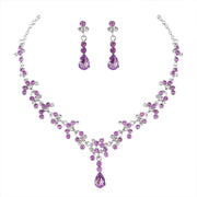 Bride Rhinestone Necklace and Earring Set Crystal Necklace Bridal Party Wedding Jewelry Sets for Women and Girls