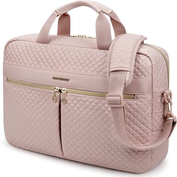 Laptop Bag, 15.6 Inch Briefcase for Women Large Laptop Case Computer Bag Office Travel Business, Pink