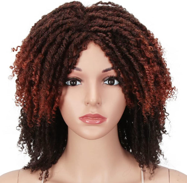 6" Short Dreadlock Wig Twist Wigs for Black Women Short Curly Synthetic Wigs (6", TT1B/30)