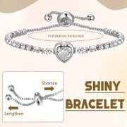 Heart Shaped Watch and Bracelet Set for Women Girls Ladies Bangle Watches Elegant Diamond Rhinestone Slim Wrist Watch Silver Crystal Bracelet Bangle Party Gift for Lover Girlfriend Her