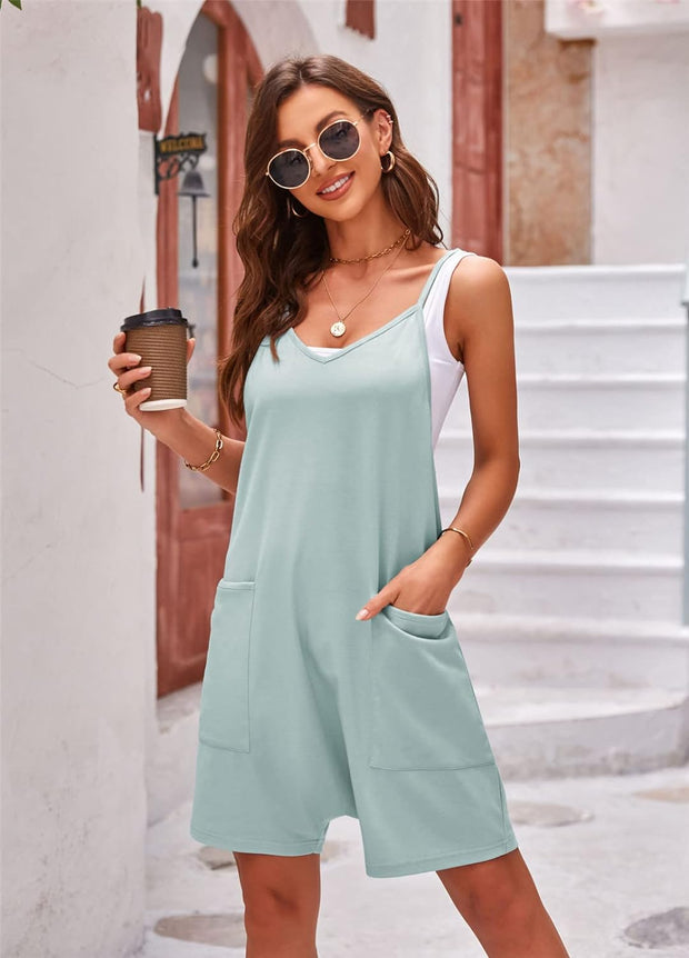 Baggy Jumpsuits for Women Uk Hot Shot Onesie Stretchy Jersey Playsuit Casual Loose Sleeveless Romper Summer Beach Boho Overall for Holiday Travel