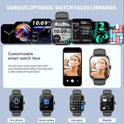 Smart Watch (Answer/Make Call), 1.85" TFT HD Display Fitness Watch for Women Men with Pedometer, Heart Rate, SMS Reminder, Voice Assistant, Multiple Sports Modes (Black)