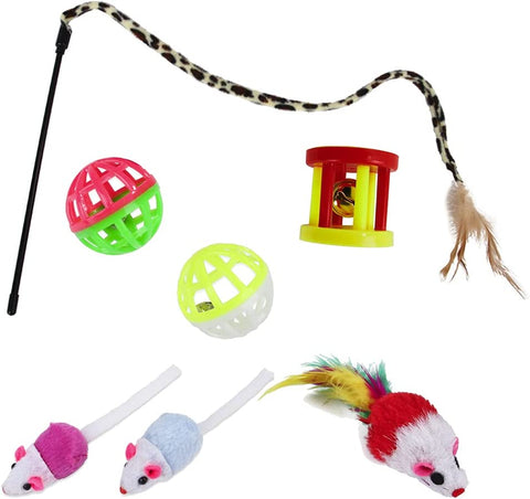 21Pcs  Kitten Toys Interactive Cat Feather Wand Ball Spring Mice Toy for Indoor Cats