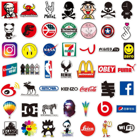 100PCS Cute Stickers Pack, Vinyl Waterproof Stickers for Laptop,Skateboard,Water Bottles,Computer,Phone,Guitar,Stickers (Brand LOGO)