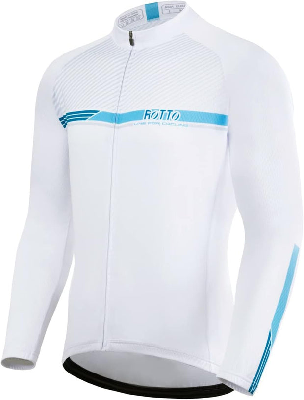 Cycling Jersey Mens Bike Shirt Long Sleeve Cycle Top with Pockets Gradient Color Series