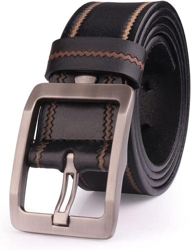 N/A Leather Belt for Men Pin Buckle Full Grain Leather Belt for Jeans Wide Strap Cummerbunds (Color : White, Size : 120CM)