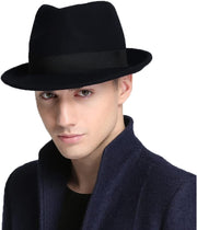 Men Fedora Trilby Hat Panama Hat Elegant Winter Bowler Hat Short Brim Jazz Cap Vintage Style Gentleman Jazz Hat Warm Autumn Winter Hat Homburg Party Hat Gangster Hat for Travel Beach Party Outdoor