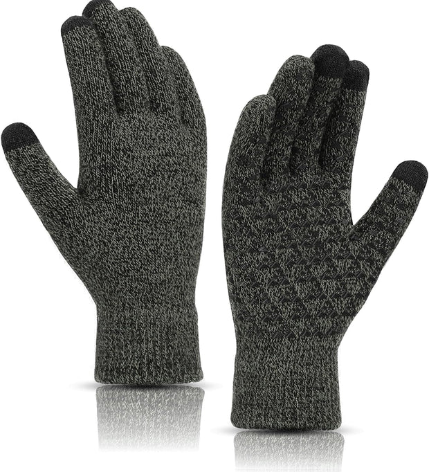 Winter Warm Gloves, Touchscreen Knitted Gloves, anti Slip Thermal Windproof Driving Running Cycling Gloves for Men Women