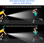 Bike Lights Set, Rechargeable Super Bright Bicycle Lights, Runtime 8+ Hours, 6 Lighting Modes, Waterproof Bike Front Head Light and Back Tail Rear Light Reflectors for All Bike,Mountain