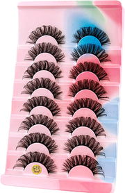 False Eyelashes Mink Lashes, 8 Pairs Dramatic D-Curly Natural Fluffy Fake Lashes (025)