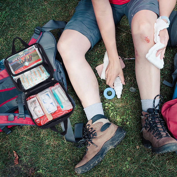 200 Pieces First Aid Kit with Hospital Grade Medical Supplies - Includes Emergency Blanket, Bandage, Scissors - Great for Home, Outdoors, Office, Car, Travel, Camping, Hiking, Boating (Red）