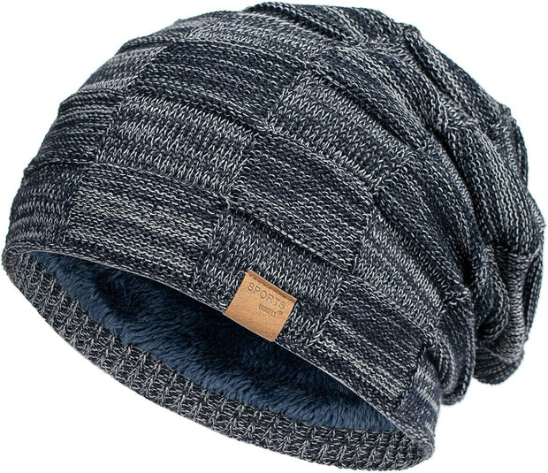 Slouchy Beanie for Men Winter Hats for Guys Cool Beanies Mens Lined Knit Warm Thick Skully Stocking Binie Hat