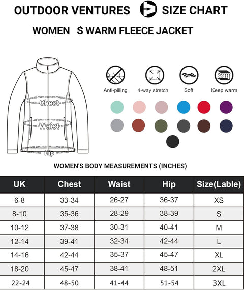 Womens Fleece Jackets Ladies Lightweight Warm Full Zip Coat Soft Outerwear Running Jacket with 4 Large Pockets