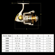 Spinning Fishing Reels for Saltwater Freshwater 1000 2000 3000 4000 5000 6000 Series Left/Right Interchangeable Trout Spinning Reel Carp Fishing Spool 10 Ball Bearings Light and Smooth