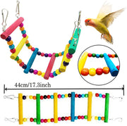 7 Pcs Bird Budgie Toys,  Hanging Bell Pet Bird Cage Hammock Swing Climbing Ladders Toy Wooden Perch Mirror Chewing Toy for Conures, Love Birds, Small Parakeets, Cockatiels, Parrot (Muliti-B)