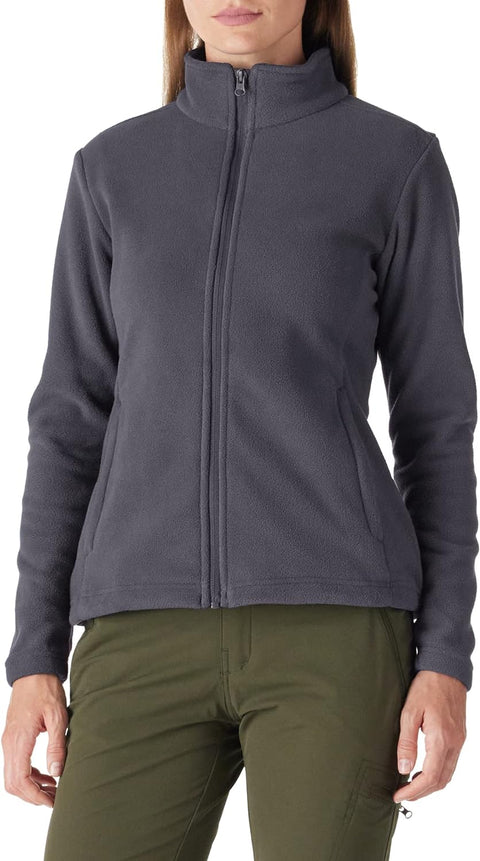 Womens Fleece Jackets Ladies Lightweight Warm Full Zip Coat Soft Outerwear Running Jacket with 4 Large Pockets