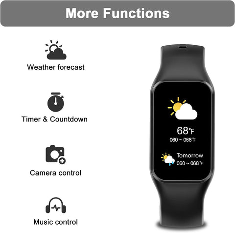 Smart Watch for Men Women, Fitness Tracker with Spo2 Heart Rate Sleep Monitor, IP68 Waterproof Activity Tracker with 24 Sports, Weather, Notification, Step Counter Watch for Ios Android