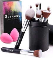 Diversity Make up Brushes 12Pcs Makeup Kit, Premium Synthetic Kabuki Foundation Face Powder Concealers Eyeshadow Blush Brushes Make up Brushes Set, with 2Pcs Blender Sponges (Black/Silver)