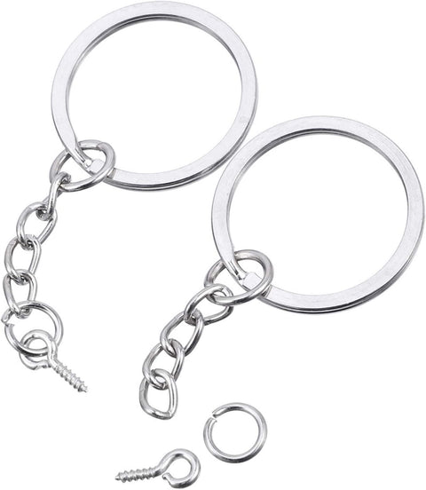 100Pcs Keychain Rings with Chain, Open Jump Rings and Screw Eye Pins for Crafts Charm Jewelry Making(1 Inch/25Mm)