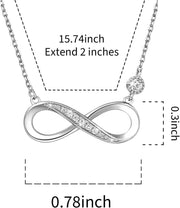 Jewellery Sets 925 Sterling Silver Necklace Bracelet and Earrings Studs for Women Elegant Infinity Symbol Pendant Bracelet Earrins Adjustable Necklace Bracelet Set Fashion Earrings with Cubic Zirconia