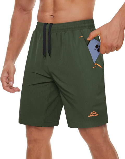 Men'S Quick-Drying Training Shorts, Running Shorts, Breathable Sports Shorts with Zip Pockets