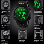 Mens Digital Watches, 5 ATM Waterproof Sport Watch with Alarm/Stopwatch Black Big Face Running Military Wrist Watch with LED Backlight for Men by