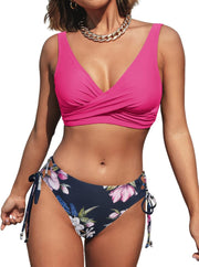 Women'S Bikini Set Twist Front Tie Side Bikini Swimsuit Two Piece Swimwear Bathing Suits